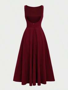 Elegante vestido maxi romántico francés con espalda descubierta, cintura ceñida y diseño calado, encantador y sexy, adecuado para Navidad, fiestas de vacaciones, citas en verano de color negro - Burdeos - Ver 9