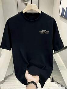 Nueva camiseta de manga corta para mujer de 180g,% algodón - Camiseta casual versátil con estampado de verano para hombre - Camiseta con estampado de verano para parejas - Unisex - Regalo para vacaciones - Negro - Ver 3