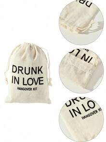 5/10/20 Pcs Black Letter Printed Jute Drawstring Bags, Linen Jewelry Gift Pouches, Reusable Gift Bags For Wedding Favors, Christmas, DIY Crafts, Baby Party, Baby Shower & More Occasions - Multicolor - View 9