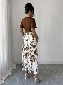 Vestido maxi elegante, exquisito y lujoso de mujer para la primavera/verano 2026 - Óxido marrón - Ver 2