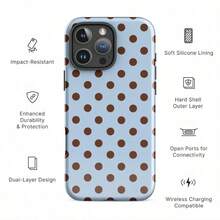 1 chiếc ốp lưng điện thoại cứng 2 trong 1 màu xanh dương bóng, họa tiết chấm bi nâu nhạt, kiểu dáng ôm sát toàn màn hình. Thiết kế tối giản cổ điển và mang hơi hướng retro, chiếc ốp lưng thanh lịch này phù hợp cho cả nam và nữ. - Màu xanh lam - Xem 7