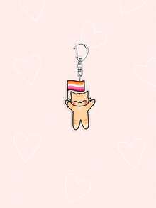 1/7件装 LGBT骄傲猫咪亚克力钥匙扣，可爱卡通猫咪手持骄傲旗帜，可作包包挂饰，包含彩虹旗、女同性恋、双性恋、跨性别者、非二元性别者、无性恋及进步骄傲旗帜，可爱汽车钥匙扣、挂绳及手机装饰，是送给男朋友、女朋友、派对礼物、毕业礼物、手机装饰的理想之选，也是骄傲月、LGBT朋友及盟友的完美礼物。 - 彩色 - 查看 16