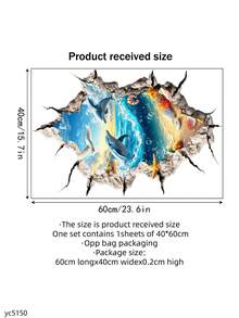 这款3D立体墙贴以蓝色海豚、海龟和帆船为主题，专为海洋主题装饰而设计。这些自粘式可移除墙贴非常适合装饰卧室、浴室、客厅和门廊。 - A - 查看 14