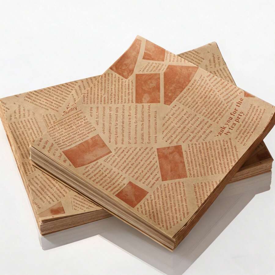 100/200pcs Sandwich Wrapping Paper, Paper, American Style Grease-Proof Paper, Fried Chicken & French Fries Tray Paper, Baking Paper