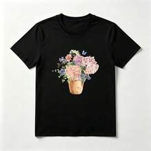 Hydrangeas In A Black Watercolor Cotton Beach Pot - 黑色 - 查看 1