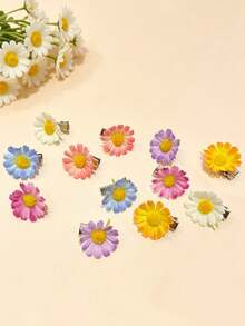 10pcs/20pcs Faux Sunflower Flower Hair Clips, Braided Hair Decor Hair Accessories, Girly Fresh Headwear - Multicolor - View 8