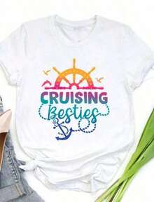 'Summer Vibes' Print T-Shirt, Size S, Cute T-Shirt, Party T-Shirt, Beach T-Shirt, Summer T-Shirt - 老玫瑰 - 查看 6
