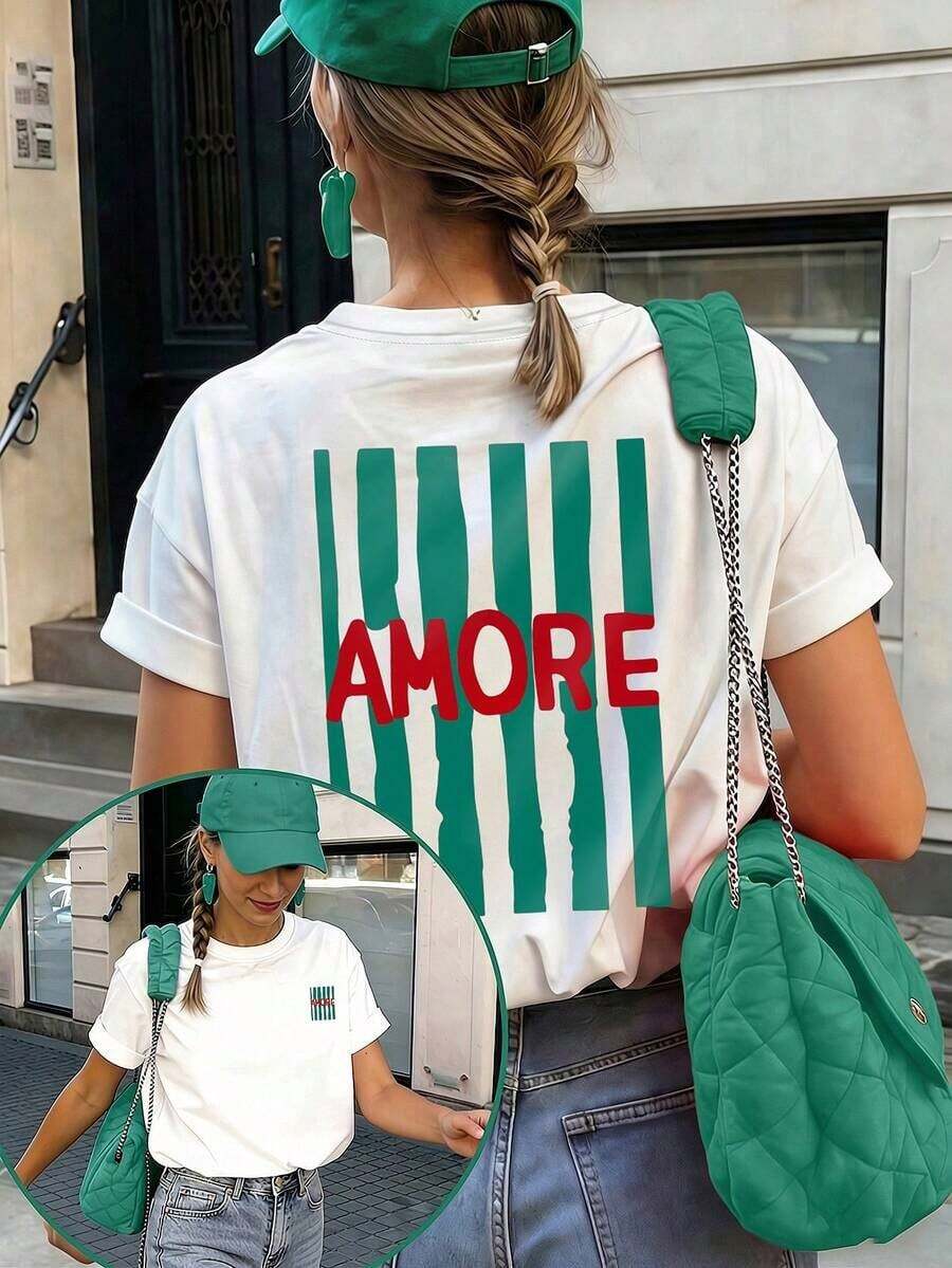 Women's Casual Short Sleeve Crew Neck T-Shirt - Printed Design, Soft And Comfortable Fabric, Machine Washable, White Summer Blouse - White - View 1