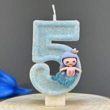 1 cây nến số thủ công sáng tạo chủ đề nàng tiên cá từ 0-9, màu xanh nhạt, thích hợp để trang trí bánh sinh nhật, tiệc chủ đề đại dương, lễ kỷ niệm sinh nhật lần thứ nhất. - Xem 23