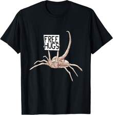 VintageFree Hugs Alien Spider Funny Gift Tee Unisex T-Shirtsummer Topshaut Femme - Black - View 1