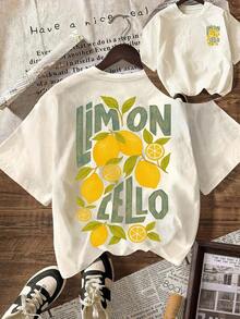 LIMON CELLO Women's Clothing Lemon Print T-Shirt, Casual Short Sleeve Round Neck T-Shirt For Women, Women's Shirts For Summer Beach Holidays - 杏色 - 查看 6
