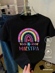 Camiseta de manga corta de moda para primavera y verano de 2026, hecha en México, 180 gramos. Estampado de dibujos animados, modelo de pareja, apta para uso interior o exterior. Cuello redondo, unisex, ideal para oficina y ocio. Paquete de una pieza. - Negro - Ver 5
