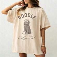 Doodle Coffee Club Co Comfort Co Lors® Shirt, Labradoodle Dog Shirt, Goldendoodle Mom Gifts, Labradoodle Crew Neck 100% Cotton Soft Fabric Short Sleeve Breathable And Cool - 杏色 - 查看 1
