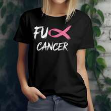 F**K Cancer: Bold Support Breast Cancer Awareness-Shirt - Black - View 8