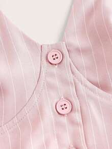 Top halter con botones y estampado de rayas, atuendos de verano - Rosa vieja - Ver 3