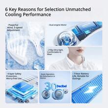 Lenovo Portable Neck-Hanging Dual Ice Cooling Fan | 5-Speed Adjustable Semiconductor Cooling, Bladeless Turbo High Airflow, Ultra-Quiet Long Battery Life, Outdoor Commute Wearable Air Conditioning Fan - Neck Fan - View 4
