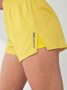 Pantalones cortos de compresión para mujer que absorben la humedad y tienen un short interno, cómodos para correr, yoga, evitar rozaduras.Pantalón corto deportivo para mujer, pantalón corto de gimnasio, pantalón corto de ciclista cómodo - Amarillo - Ver 4