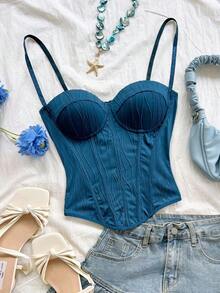 Camiseta de mujer  con textura de punto de onda, parte superior de mujer, playa, , sexy, cita, vacaciones en la playa, cita de vacaciones, té de la tarde, temporada de bodas, crucero de playa y , vacaciones en la ciudad, vacaciones bohemias, festiva - azul real - Ver 7