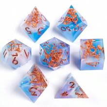 7pcs Resin Dice Set With Dried Flowers, Handmade Transparent Polyhedral Dice, RPG Tabletop Game Roleplay Dice, Ideal For Halloween And Christmas Gifts - Multicolor - View 10
