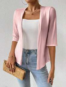 Chaqueta regular para mujer, cárdigan de verano - Rosa Pálido - Ver 4