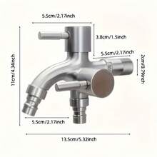 1-To-2 Faucet Splitter, Multifunctional Irrigation Faucet - Outdoor/Industrial Water Connector With Plug Valve, Rainwater Barrel And Washing Machine Outlet - Wall-Mounted With Installation Hardware, Suitable For Lawn And Washing Machine - Multicolor - View 4