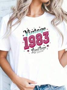 Limited Edition Vintage 1983 Shirt, 41st Birthday T-Shirt, 1983 T-Shirt, 80s Birthday, Birth Year T-Shirt, 41st Birthday Gift For Her - 白色 5 - 查看 3