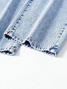 Jeans de pierna ancha para adolescentes, nuevos pantalones rectos con diseño bordado de moño, pantalones vaqueros holgados, pantalones vaqueros holgados para mujer, pantalones vaqueros holgados para niñas, pantalones vaqueros holgados para - Azul 3 - Ver 7