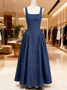 Vestido Casual de Mezclilla sin Mangas para Mujer MOD, Verano - Azul - Ver 3