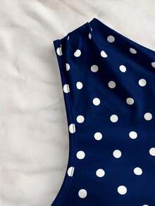 para mujeres que salen a la playa en verano, vacaciones, parte superior de mujer de color amarillo claro con hombros asimétricos, tirantes de lazo, fluida y ajustada, adecuada para fiestas, vacaciones, festivales de música, estilo bohemi - Azul marino - Ver 4