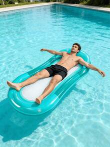 1 pieza Colchoneta flotante inflable, estilo minimalista transparente, con diseño de almohada, degradado de color gelatina, apta para uso en piscina de agua y playa, asiento flotante inflable, flotador de piscina inflable, bomba de aire se vende por separado - Gradiente - Ver 18