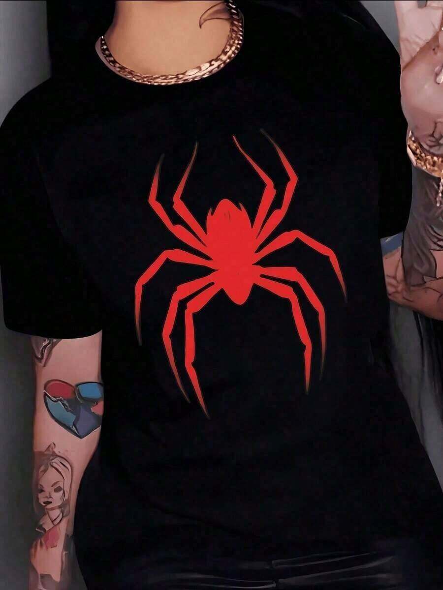 Symbol Of A Red Spider Representing Inner Strength, Courage, And Protective Energy. T-Shirts That Inspire Power And Determination. 100% Cotton, Comfortable And Modern Women's T-Shirt - màu đen - Xem 1