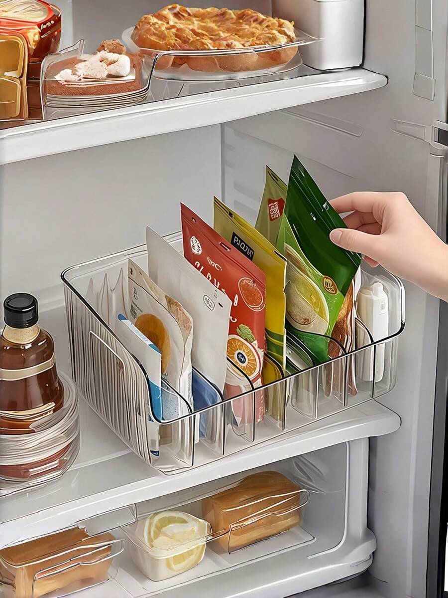Durable Transparent Condiment Storage Box With Adjustable Divider Multipurpose Kitchen Organizer Box For Home Kitchen Organization Countertop Apartment Essentials Stackable Detachable Fridge Organizer Fridge Restock Great Restaurant Summer Cleaning