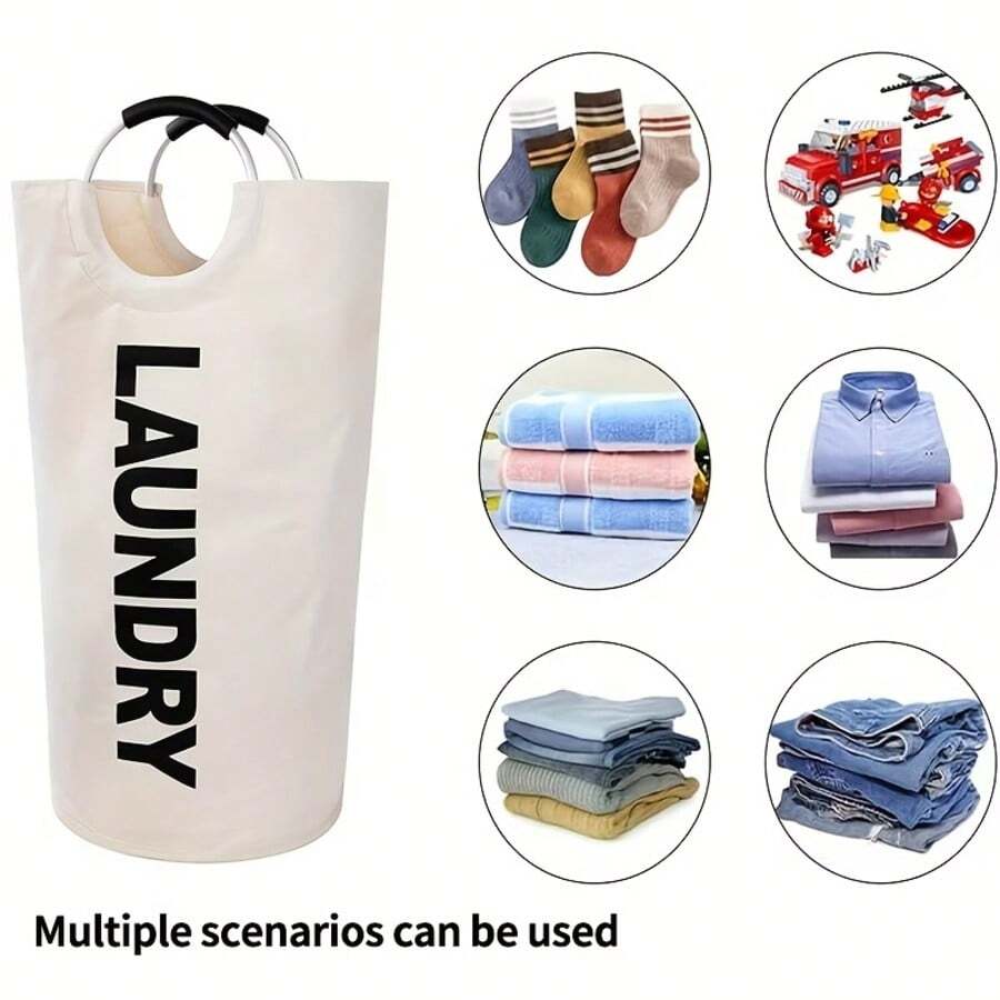 2pcs Large Capacity Oxford Cloth Laundry Basket, Foldable Waterproof Dirty Clothes Hamper With Handle, Portable Home Storage Organizer For Bedroom Bathroom Kitchen Laundry Room Clothes Sorting - Multicolor - View 1