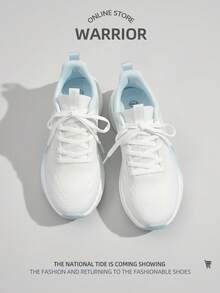 WARRIOR 1双女士系带运动鞋，夏季新款时尚百搭厚底透气休闲运动鞋，适合户外活动 - 白淺藍色 - 查看 5