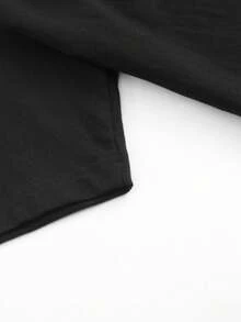 Women's One-Piece Sports T-Shirt With Anime And Letter Print, Simple Design, Comfortable And Breathable, Suitable For Casual Daily Wear, Showing A Natural And Elegant Style, A Must-Have For Summer Parties, Local Shipping, New Summer Fashion Garment, Mother's Day Gift, Moisture-Wicking Casual Gym Wear. - 黑色 - 查看 4