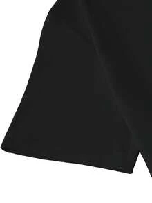 Talla Grande - Talla Grande - Blusa Casual de Manga Corta con Cuello Redondo y Estampado de Flores en Blanco y Negro para Mujer de Talla Grande - Negro - Ver 3