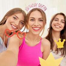 2件組生日女王腰帶與生日女王髮箍，生日髮箍，生日快樂髮箍，適用於生日派對、舞會、特殊場合、攝影、禮物、萬聖節、聖誕活動及派對用品 - 查看 4