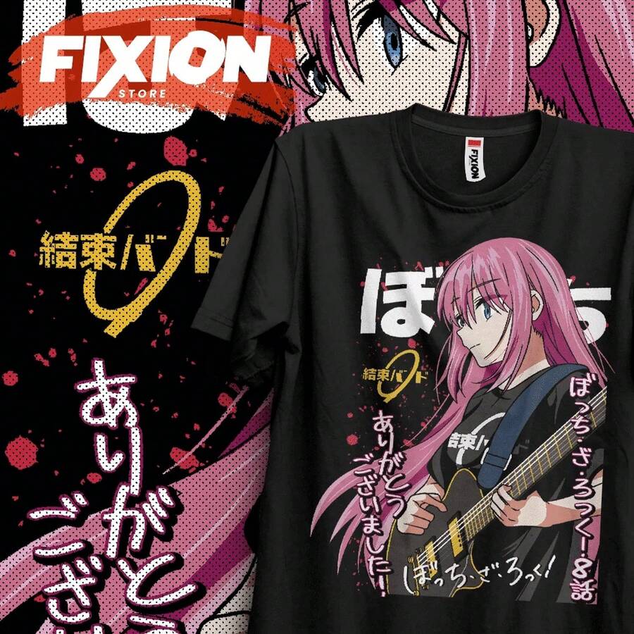 Camiseta de anime Bocchi The R1OCk E, regalo para amantes del anime. Disponible en todas las tallas. Algodón grueso de 220 g. Camiseta unisex informal, de textura suave y tacto agradable, cómoda y respetuosa con la piel. Su estilo clásico y sencillo nunca pasa de moda, ideal para el día a día, actividades deportivas, viajes, vacaciones y cualquier ocasión informal. - Negro - Ver 1