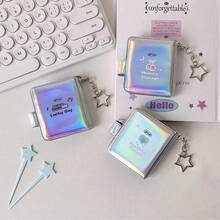 1pc Ins Style 2-Inch Holographic Colorful Keychain Photo Album, Idol Photo ID Card Holder, Mini Photo Sticker Album Pendant - Laser Photo Album - View 7