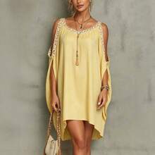 2026 Summer New Sleeveless Off-Shoulder Loose Super Stylish Halter Neck Dress - 軍綠色 - 查看 2