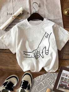 Camiseta personalizada con nombre el Día de la Madre/Día del Padre, Camiseta personalizada de manos con nombres papá/mamá/abuela. . . , Camiseta el Día de la Madre, Camiseta el Día del Padre, Regalo personalizado la familia, Regalo de hija/hijo, Camiseta de regalo - Negro - Ver 8