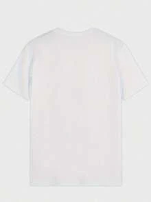 Camiseta casual de mujer de cuello redondo y manga corta con estampado de gato - Blanco - Ver 2