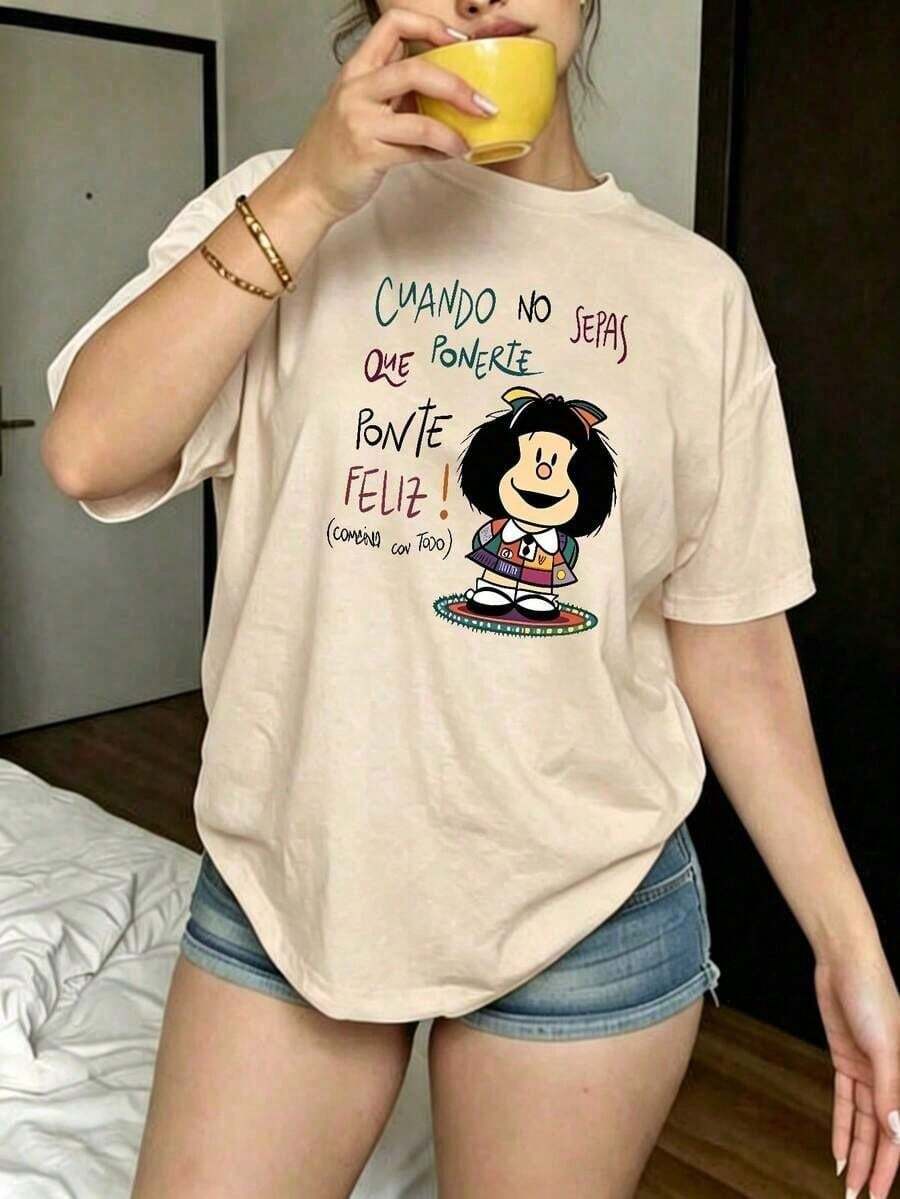¡Novedad! Blusa de manga corta para mujer, diseño liso, ideal para estar en casa o para uso casual. Oferta por tiempo limitado. Preciosa blusa, cómoda y de largo regular. Lavable a máquina. - Caqui - Ver 1