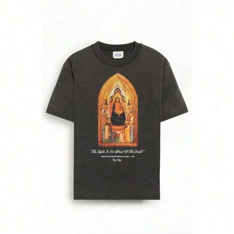 Camiseta Pacsun para Hombre con Diseño de la Virgen y el Niño - Multicolor P6CL - Negro - Ver 1