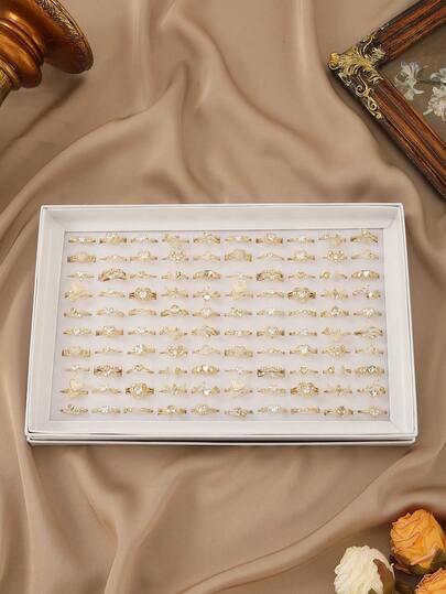 3pcs/5pcs/10pcs/20pcs/25pcs Y2K Moon & Star Copper Zirconia Stackable Ring Set