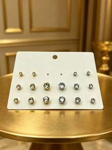 Bông tai đính đá Zirconia mạ vàng 14K, kiểu dáng unisex, chất liệu thép không gỉ mạ bạc/vàng, kích thước 3-4-5-6mm, phù hợp đeo hàng ngày. - Như thể hiện trong hình ảnh - Xem 14