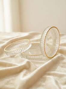 Glass Pillar Candle Holder Base: Round Glass Candle Holder Base, Suitable For Dinner, Wedding And Party Table Centerpiece Decoration, Can Be Used As Wedding And Valentine's Day Table Coaster, Home Room Decor, Holiday Party Decoration, Table Decor - Transparent Gold-rimmed Version - View 14