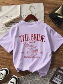 Women's T-Shirt With A Round Neck, Letter Print, And Short Sleeves. Suitable For Summer, The Beach, Street Style, Everyday Wear, Work, Office Parties, Going Out, Carnivals, Music Festivals, Valentine's Day, And Casual Occasions. - 帕爾馬 - 查看 4
