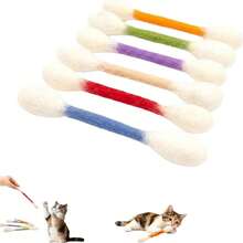 6件套 LED棉签猫薄荷猫玩具，柔软毛绒逗猫棒，耐用耐咬玩具 (B) - 彩色 - 查看 1