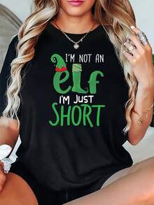 Camiseta deportiva casual para mujer, cuello redondo, mangas cortas con estampados creativos de letras, perfecta para un top cómodo de vacaciones de verano - Negro - Ver 2